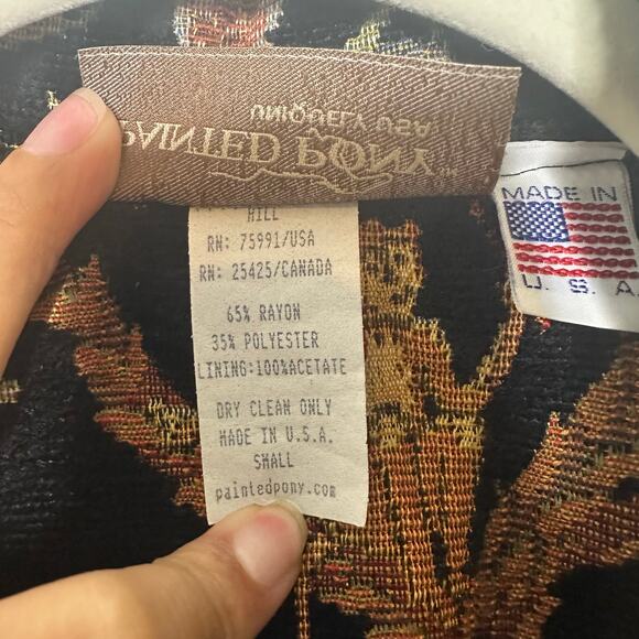 Vintage‎ Painted Pony Size Small Tapestry Blazer Jungle Print Two Button - Picture 5 of 6
